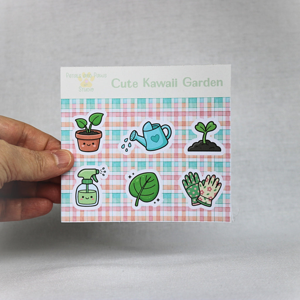 Kawaii Plant Sticker – 6-pack Garden Sheet for Cottage Journal Laptop