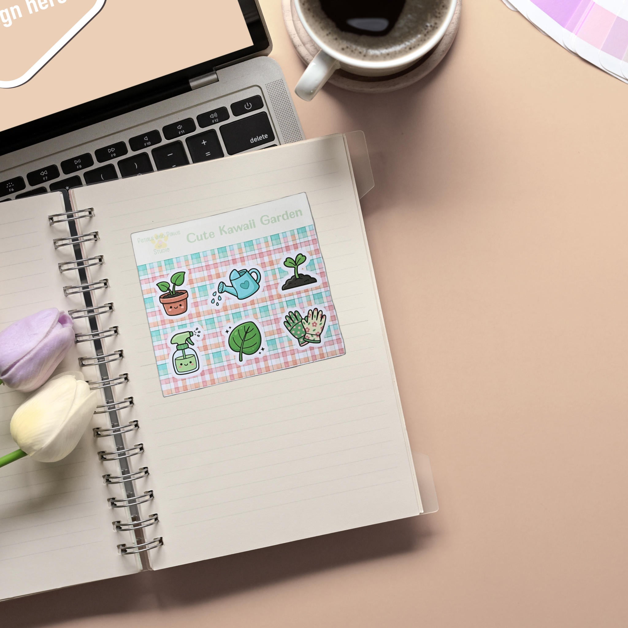 Kawaii Plant Sticker – 6-pack Garden Sheet for Cottage Journal Laptop