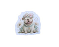 Bulldog Sticker – English Dog with Floral Crown Cute Laptop Journal Decoration