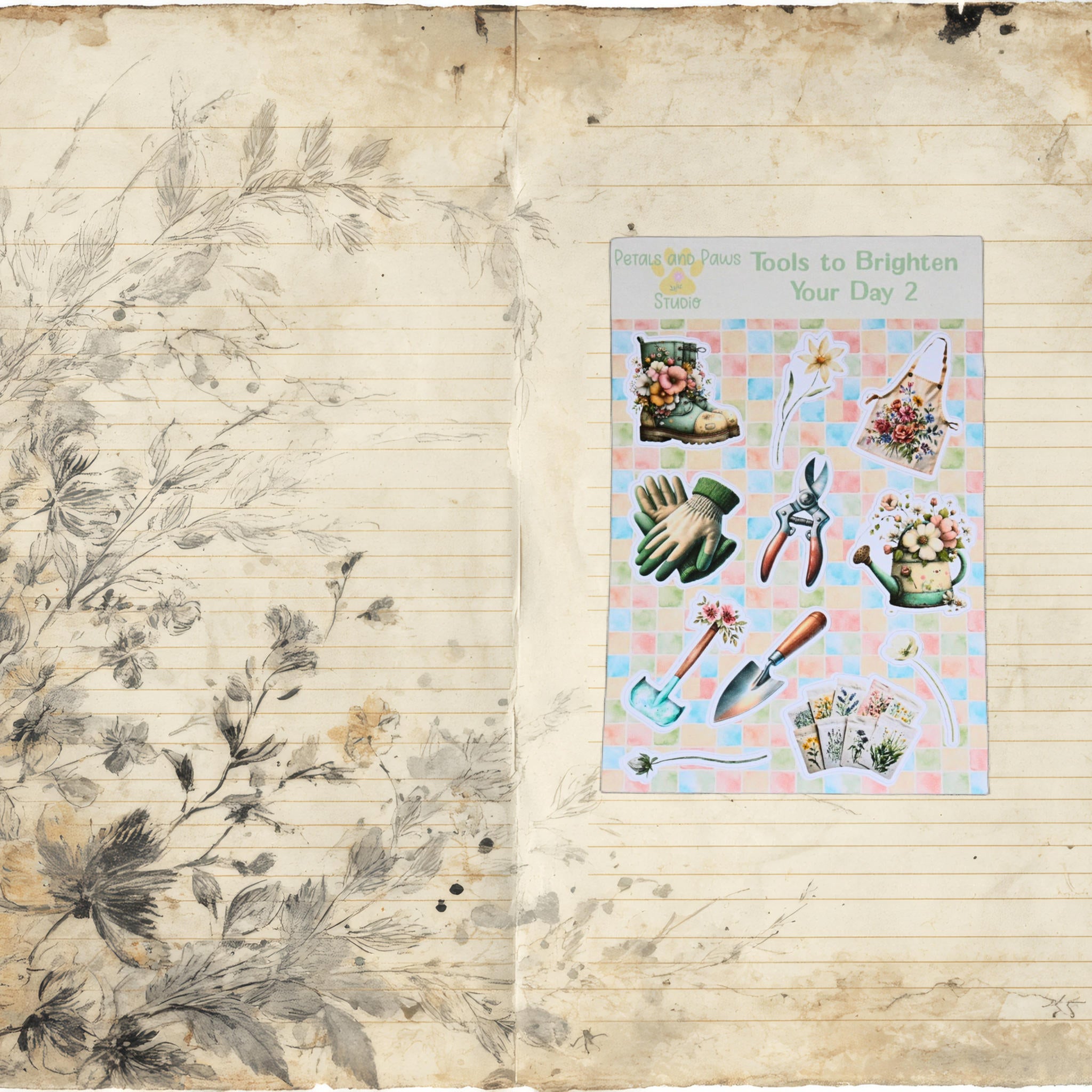 Garden Tool Stickers – Cottage Gardening Theme Decorative Matte Paper